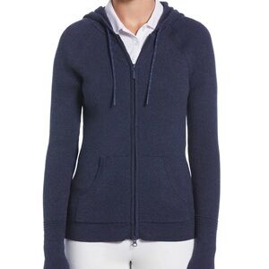 CALLAWAY WOMENS FULL-ZIP TEXTURE HOODIE SWEATER SMALL